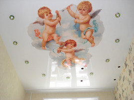 Натяжной потолок в детской фото, компания Ремонтофф. Натяжные потолки в Анжеро Судженске под ключ.