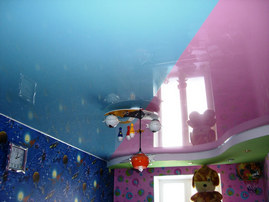 Натяжной потолок в детской фото, компания Ремонтофф. Натяжные потолки в Анжеро Судженске.