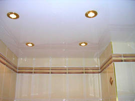 Натяжной потолок в ванной стоимость от производителя Ремонтофф. Натяжные потолки в Анжеро Судженске под ключ.